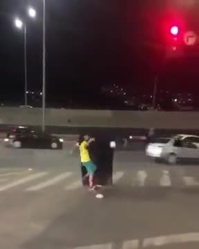 Astonishing Football Show At A Stop Light