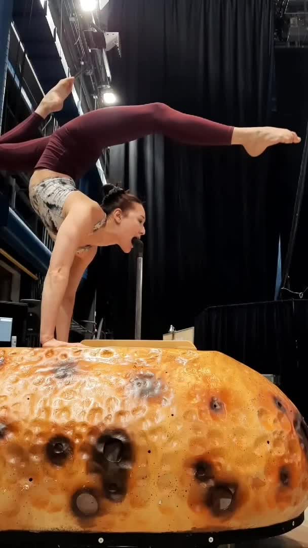 Circus Artist Practices Dangerous Contortion Stunt