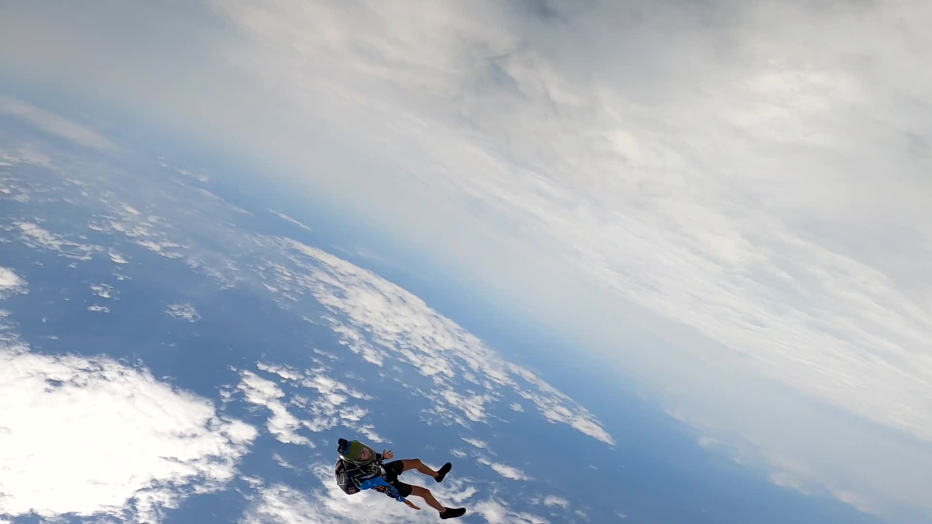 Person Enjoys Free Fall While Skydiving