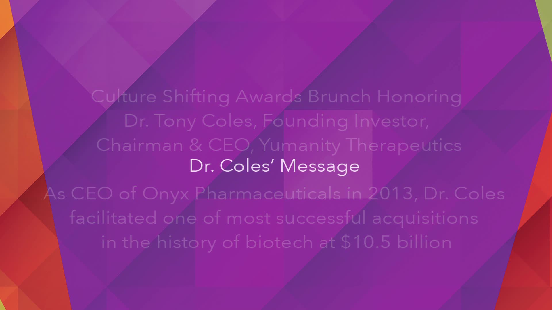 Dr. Tony Coles CEO of Yumanity acceptance